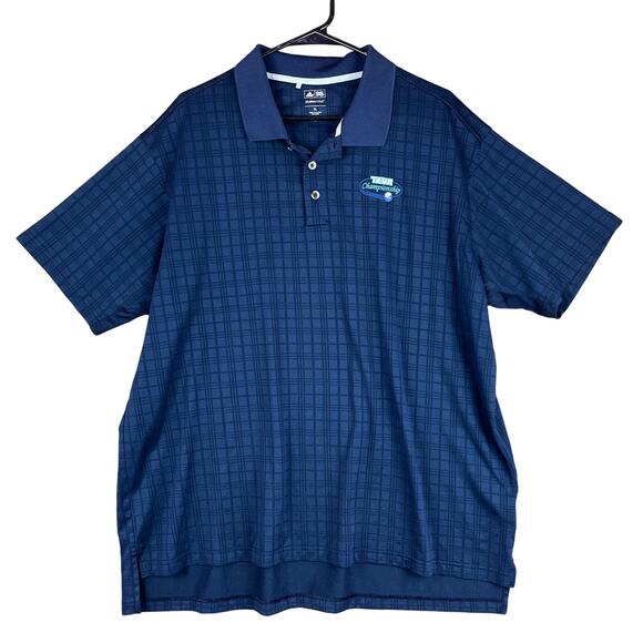 Adidas Mens Shirt Blue Plaid Golf Polo Clima Cool Short Sleeve Stretch XL - Picture 1 of 12